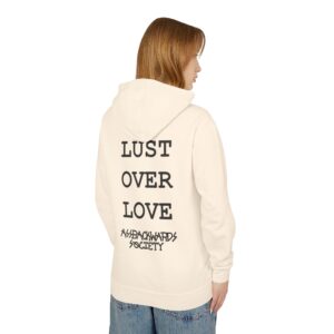 Unisex Lust Over Love Lightweight Hooded Sweatshirt - Trendy Cozy Apparel for Everyday Wear