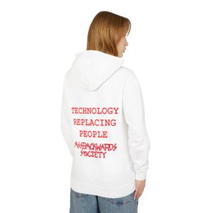 Unisex Lightweight Hooded Sweatshirt - 'Technology Replacing People' Design