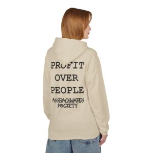Unisex Profit Over People Fleece Hoodie | Comfortable Statement Apparel