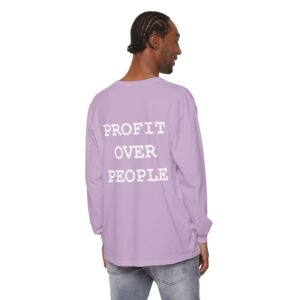 Profit Over People Casual Unisex Long Sleeve T-Shirt - Vintage Style for Everyday Comfort