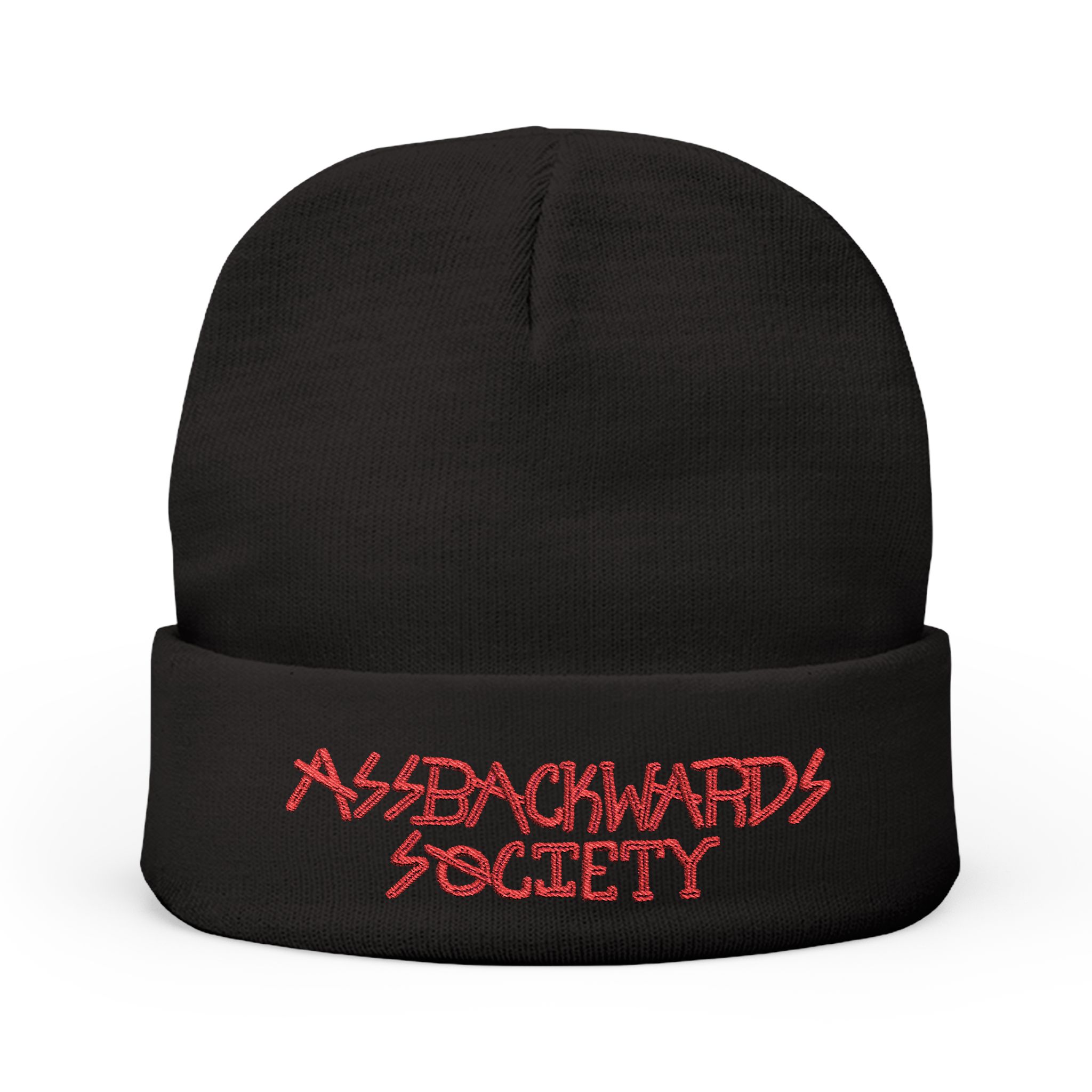 Embroidered Knit Beanie - Backwards Society Style
