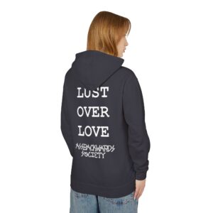 Unisex Lightweight Hooded Sweatshirt - 'Lust Over Love' Graphic - Trendy Streetwear