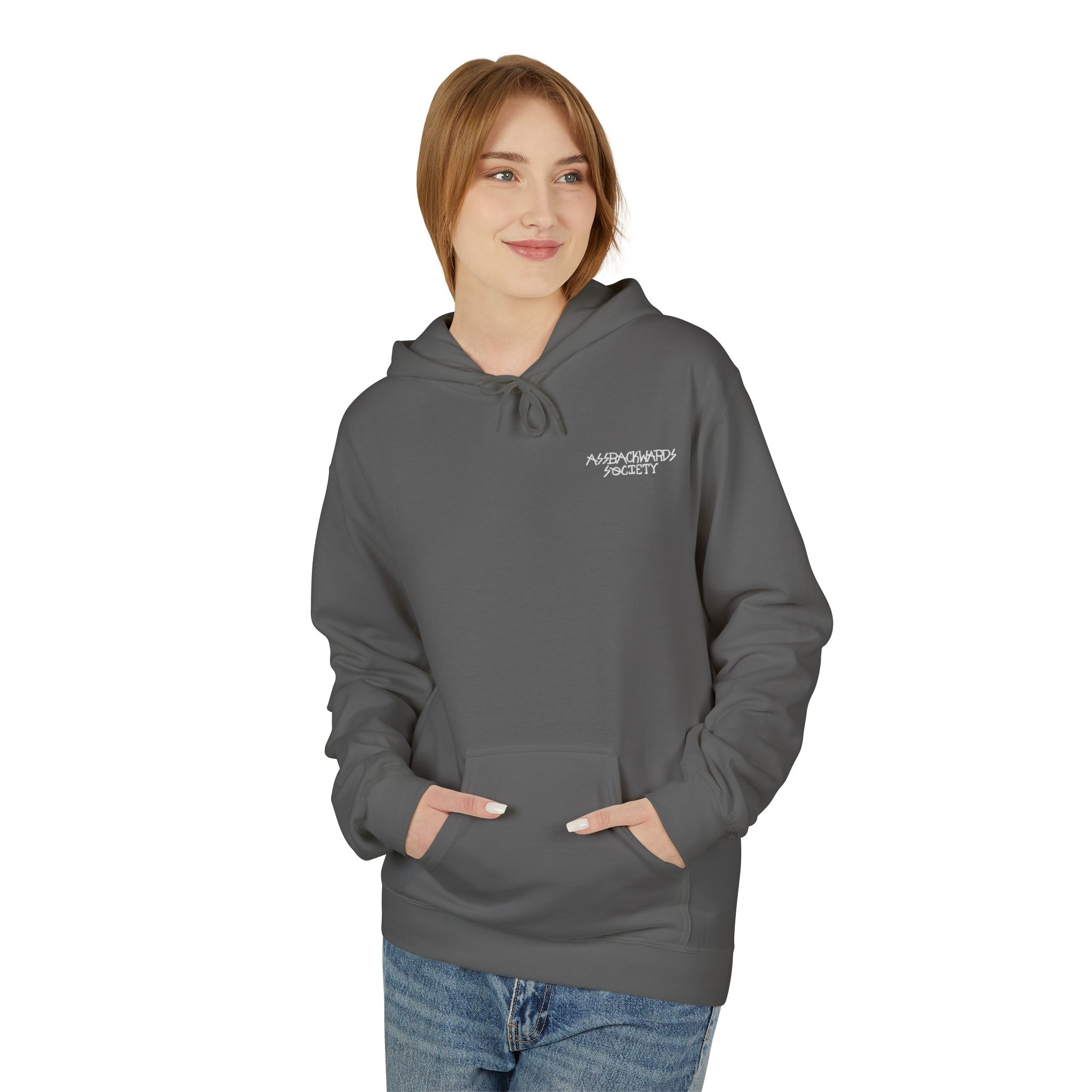 Freedom Isn't Free On Back Logo On Front Hoodie - Minimal White Midweight Fleece Hoodie