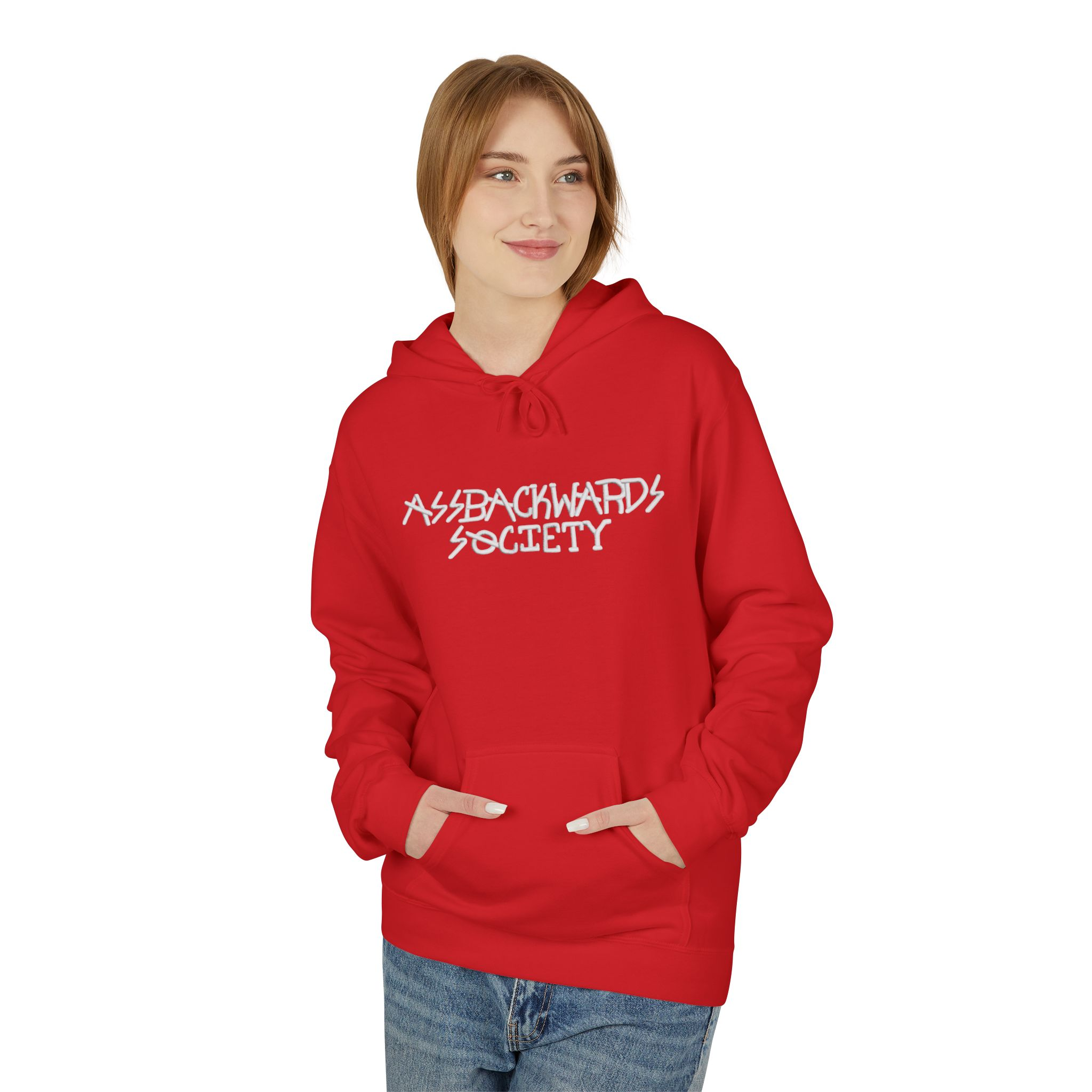 Assbackwards Society Hoodie — Minimal Logo Pullover