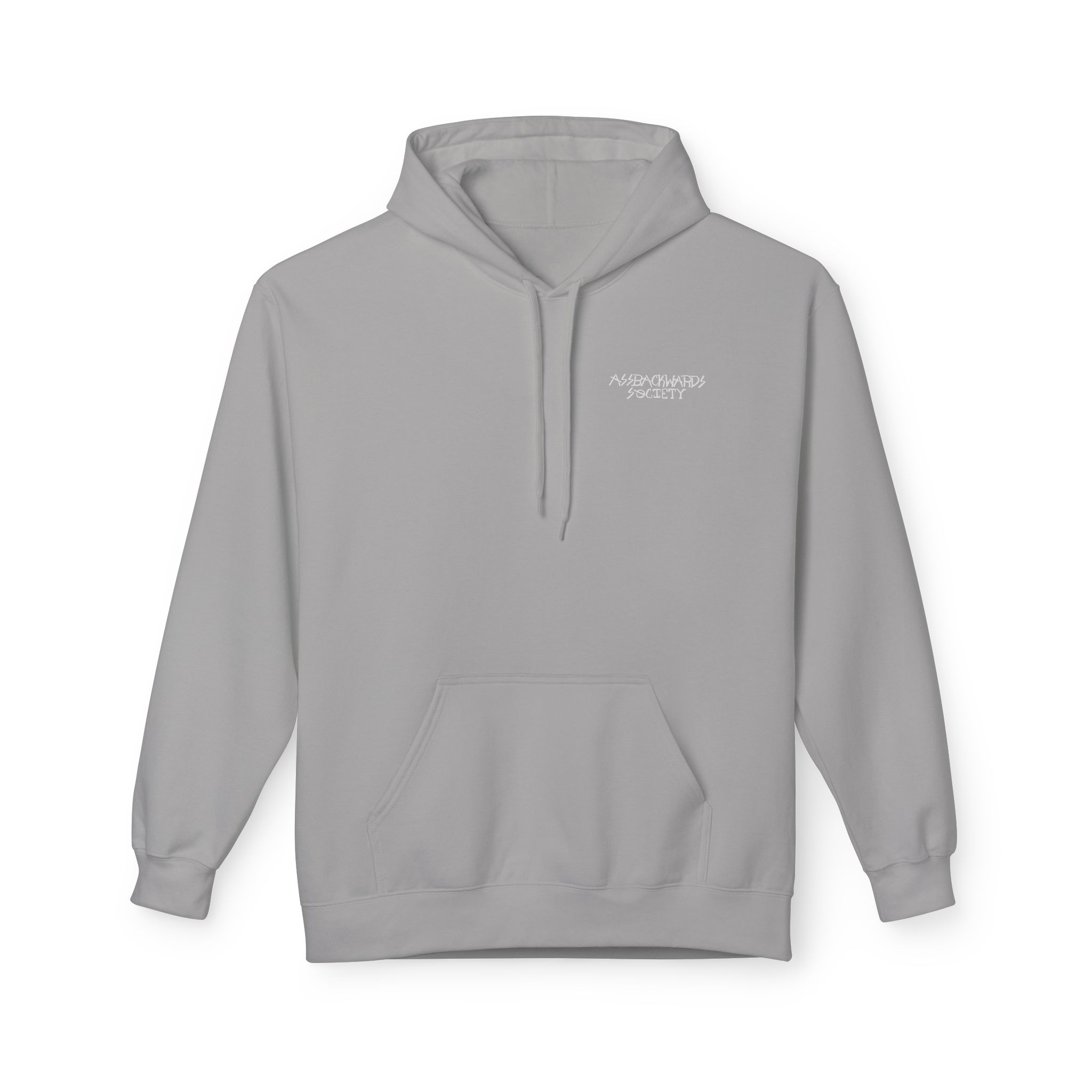 Minimal White Hoodie — Clean Chest Logo Casual Pullover With Technology Replacing People on Back