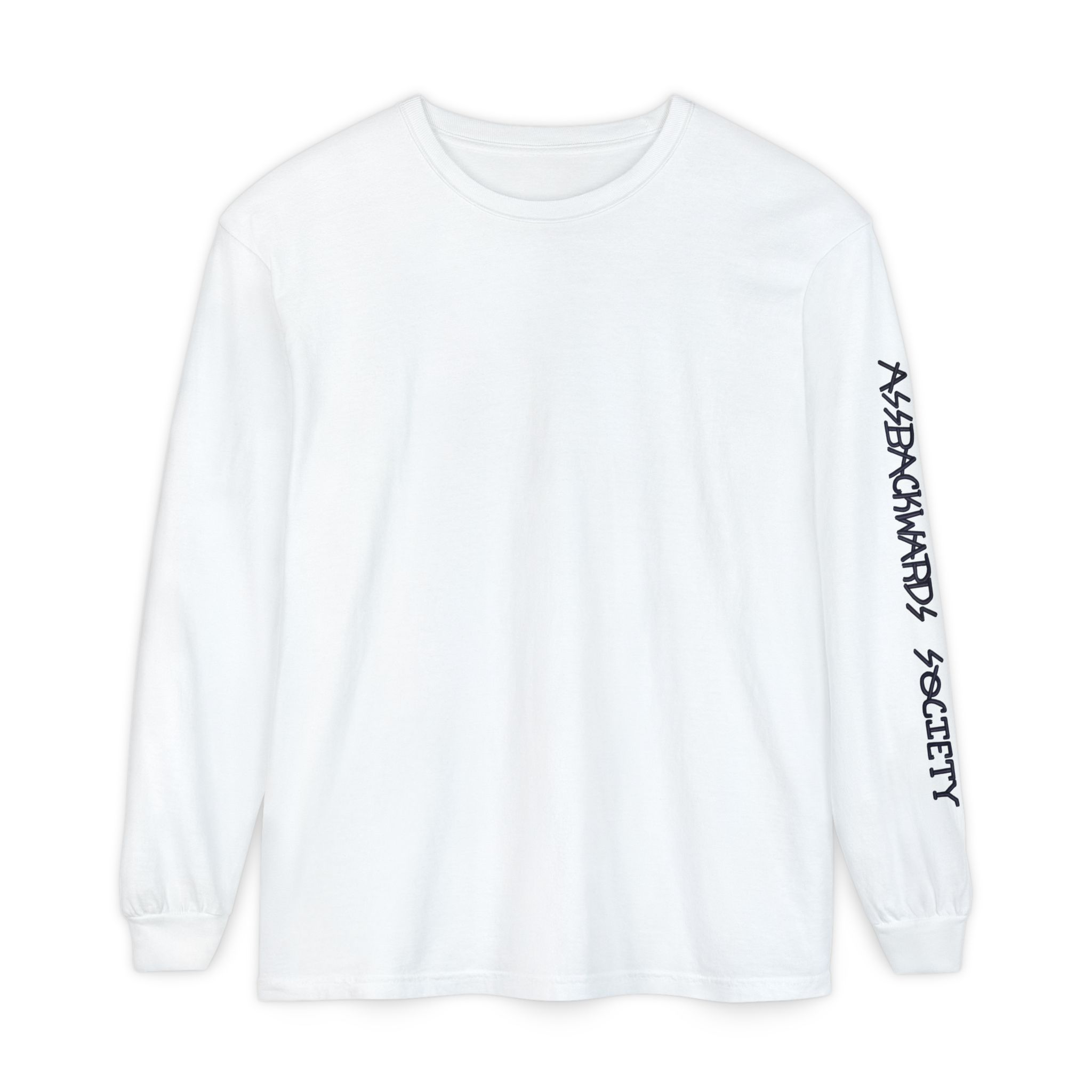 Long Sleeve T-Shirt — Sleeve Script Graphic (ASSBACKWARDS SOCIETY)