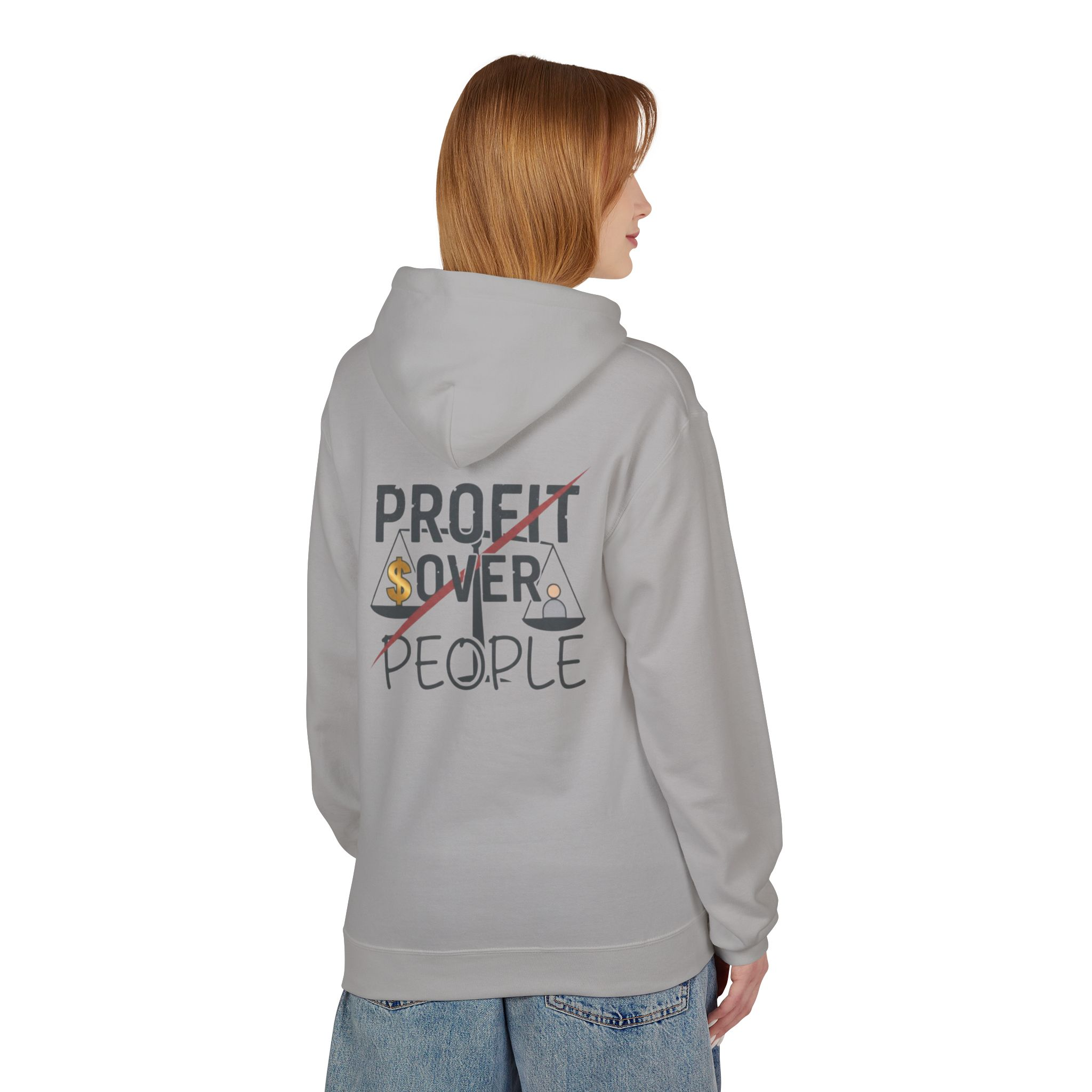 Hoodie - "Profit Over People" Scales Graphic Protest Hoodie