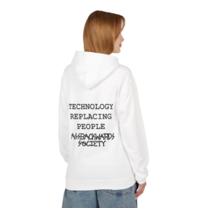 Assbackwards Society Hoodie - Graphic Back Logo Streetwear Pullover Technology Replacing People