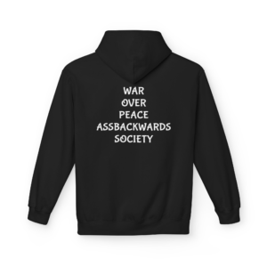 Classic White Hoodie — Midweight Fleece Pullover War Over Peace