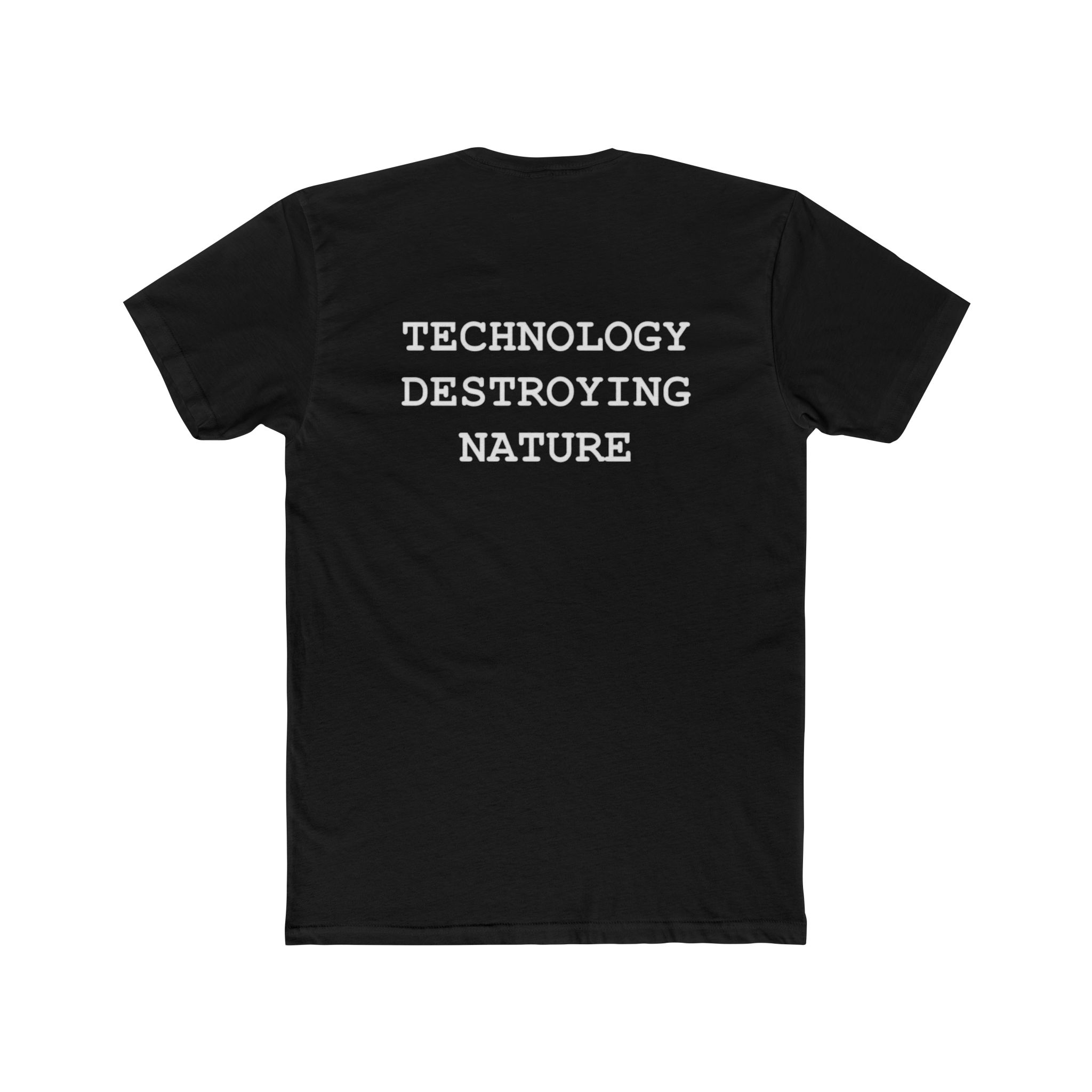 Crew Tee — Subtle Embossed 'Technology Destroying Nature' Minimal Graphic